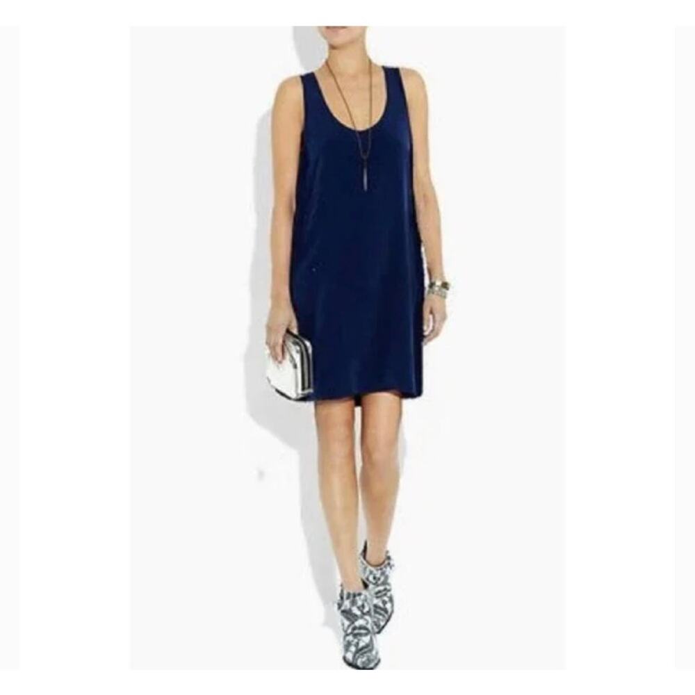 J. Crew 100% Silk Twist-Back Mini Dress in Night Shadow Blue, Sz 4